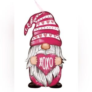 14" Valentine’s Day Gnome Sign, Wood Heart Sign, Valentines Day Sign, Pink Gnome